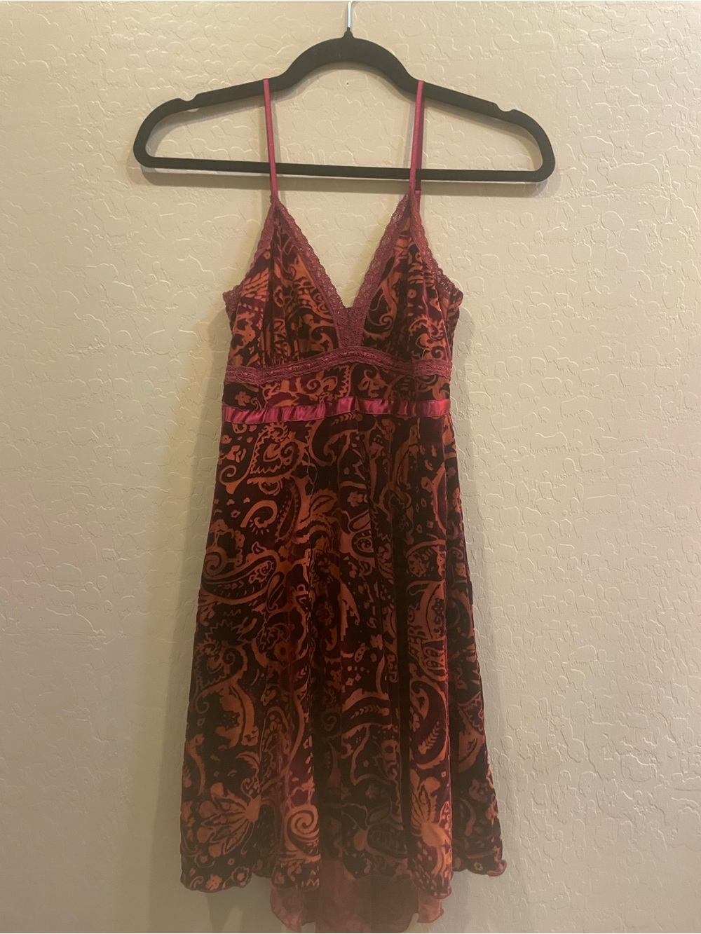 Y2K Heart Moon Star Paisley Velvet Slip Dress